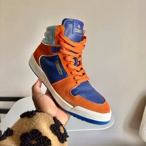 Orange and Blue High-Top Sneakers